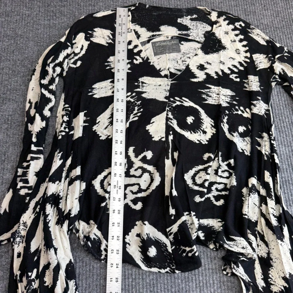 AllSaints Spitalfields Oversized Draped‎ Top Womens 10 Black White Grunge